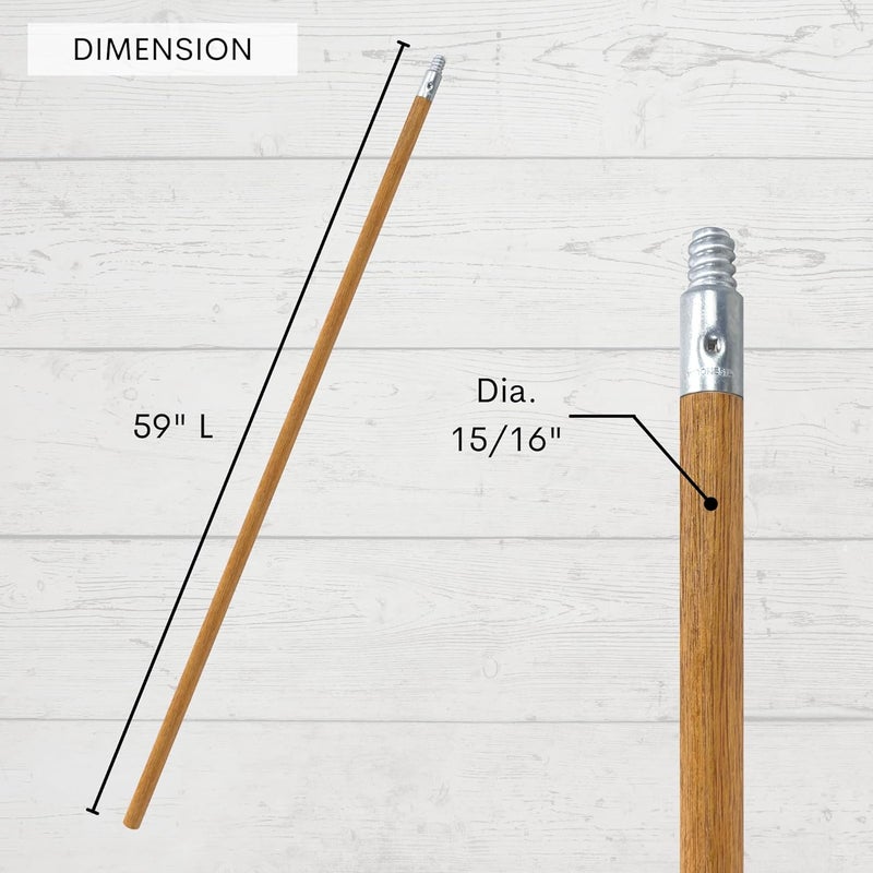 ILOT Heavy Duty Wooden Broom Handle – 59 Inch Wood Broom Stick Pole with Threaded End – Replacement Handle for Brooms, Rakes, Push Brooms & Broomball Sticks (Pack of 2) - Image 3